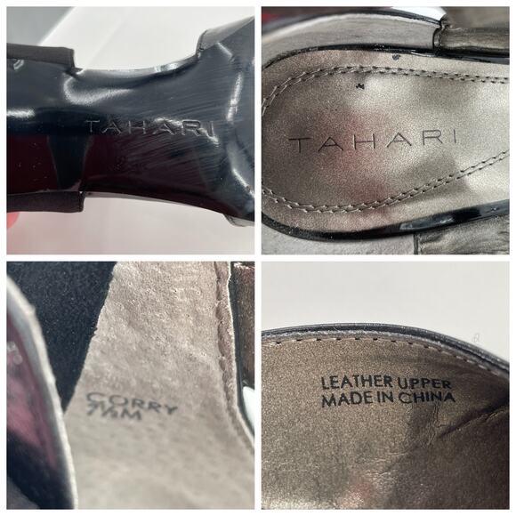 Tahari Corry Black Leather Ankle Strap Zip Back Pointed Toe Classic Heels 7.5 - Picture 9 of 12